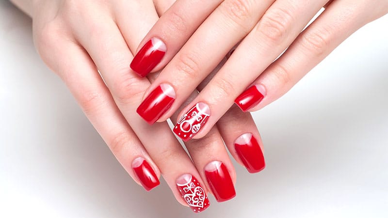 Red and Green SNS Nail Design - wide 7