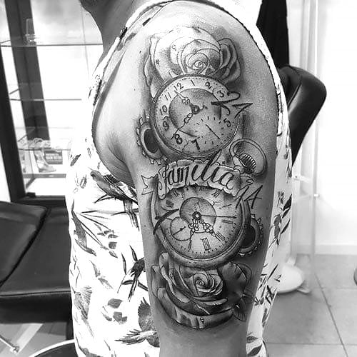 Clock Half Sleeve Tattoo