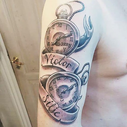 Clock Name Tattoo