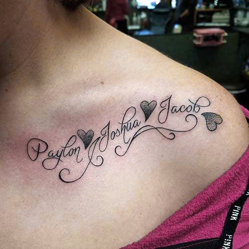 Collarbone Name Tattoo