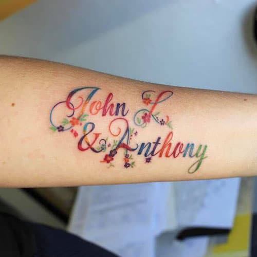 Colorful Name Tattoo