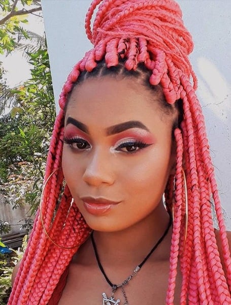 Coral Pink Box Braids