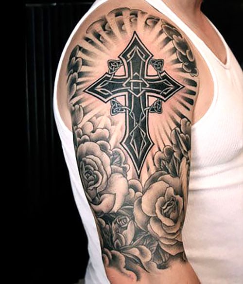 Cross Half Sleeve Tattoo