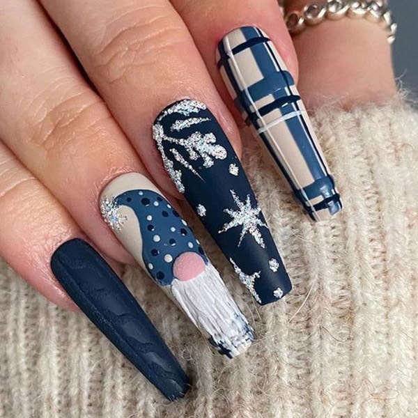 Dark Blue Christmas Nails