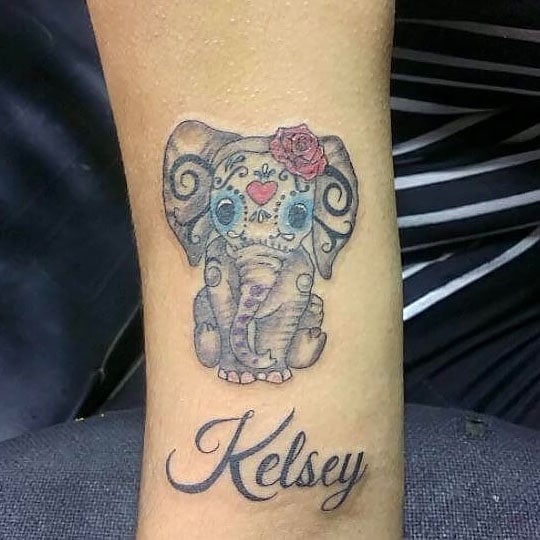 Elephant Name Tattoo