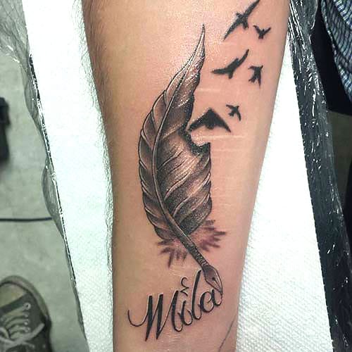 Feather Name Tattoo