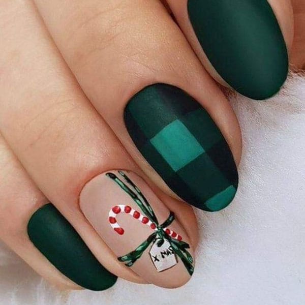 Green Check Nails