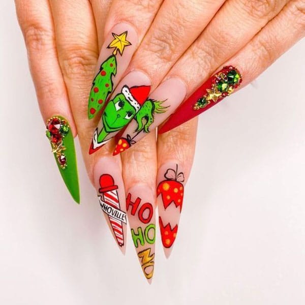 Grinch Christmas Nails