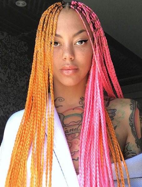 Half Orange Half Pink Box Braids