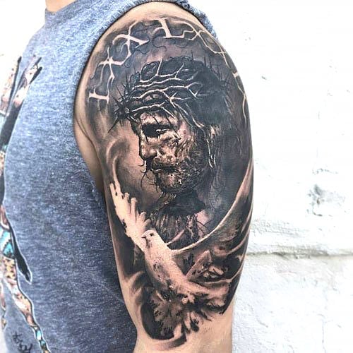 Jesus Half Sleeve Tattoo