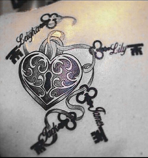 Lock And Key Name Tattoo