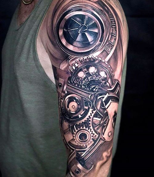 Mechanical Half Sleeve Tattoo