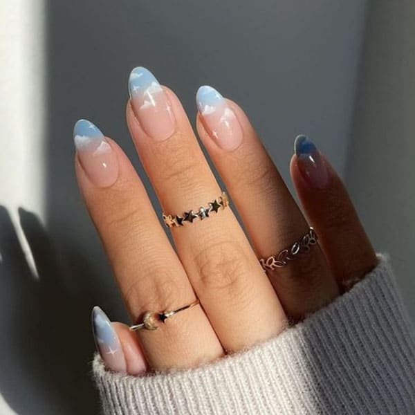 Ombre Nails With Clouds