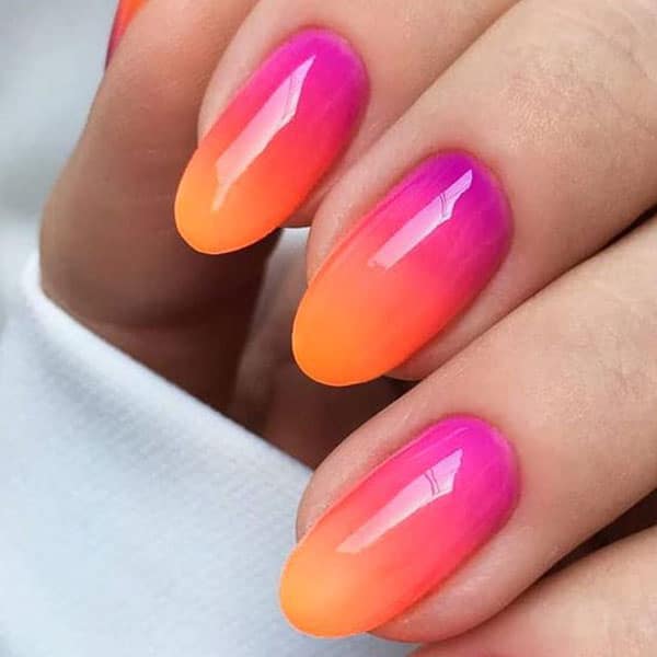 Orange And Fuchsia Nails