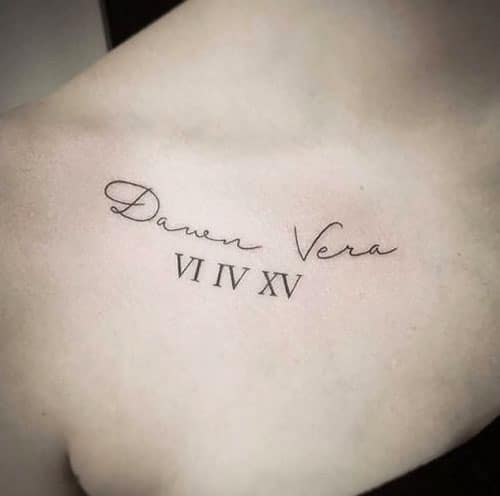 Roman Numeral Name Tattoo 2