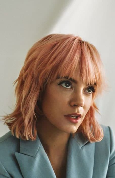 Rose Gold Bob With Bangs