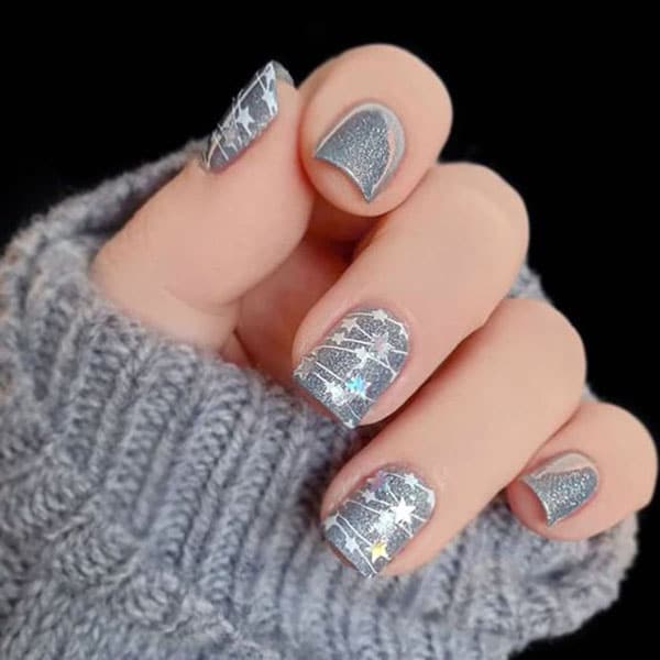 Silver Christmas Nails