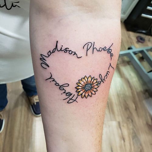 Sunflower Name Tattoo 2