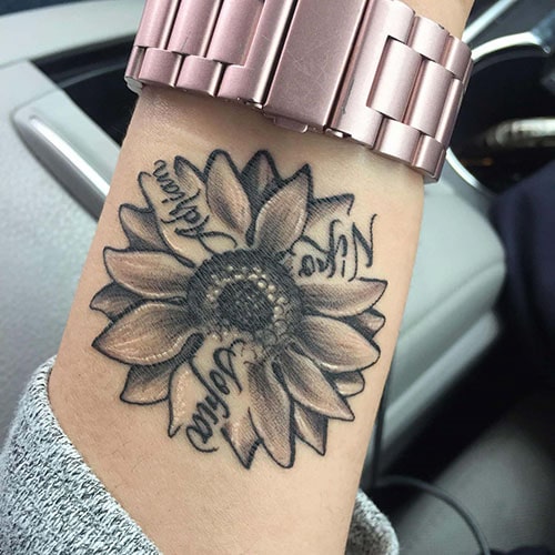 Sunflower Name Tattoo