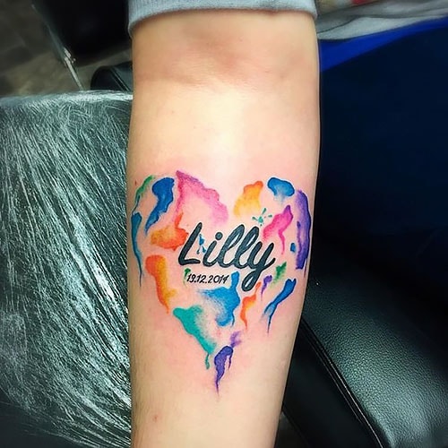 Watercolor Name Tattoo