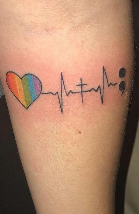 Semicolon Heart Tattoo