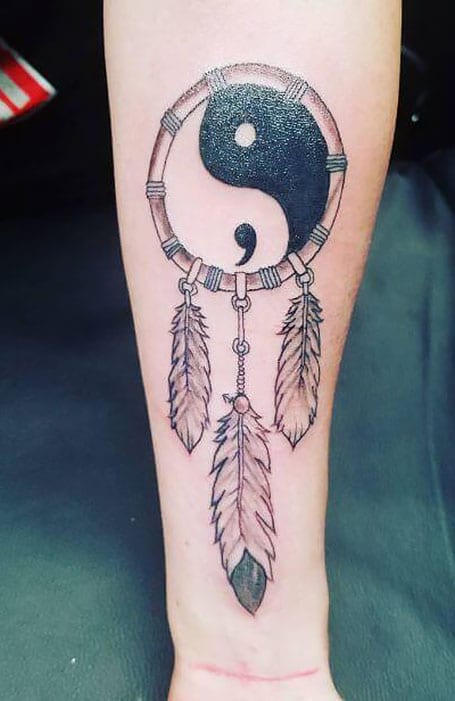 Semicolon Deamcatcher Tattoo