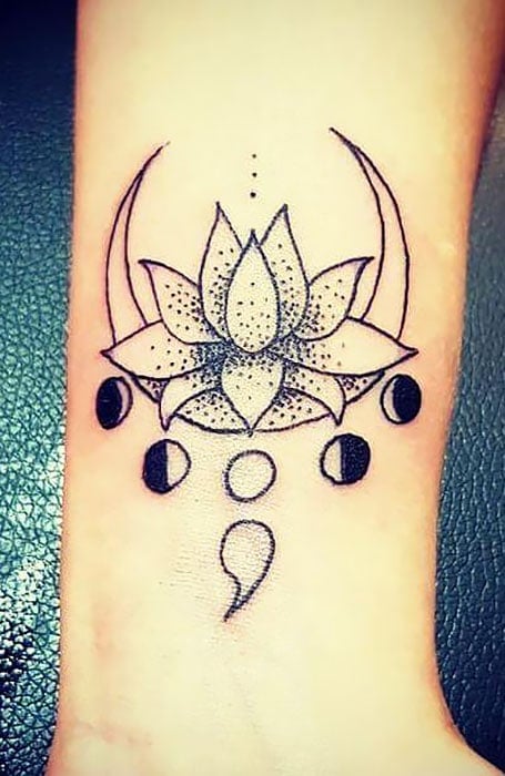 Semicolon Lotus Flower Tattoo