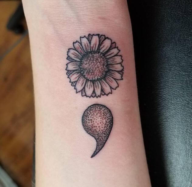 Semicolon Sunflower Tattoo
