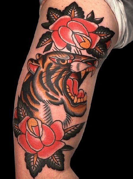 American Traditional Tiger Tattoo 2