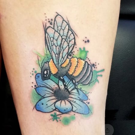 Bee Flower Tattoo 2