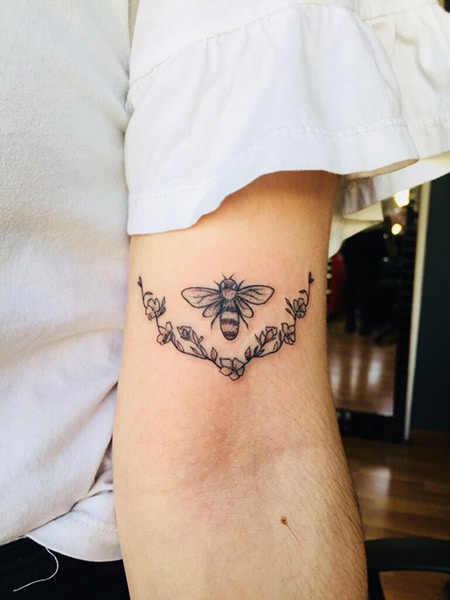 Bee Half Wreath Tattoo