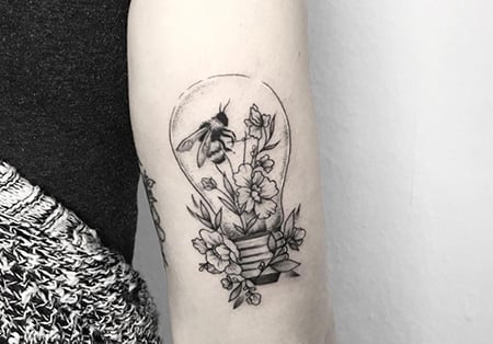 Bee Light Bulb Tattoo