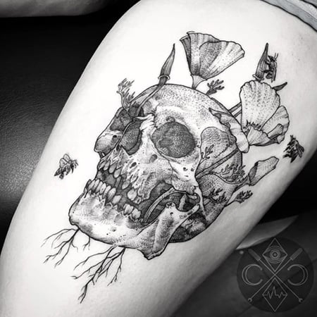Bee Skull Tattoo 2