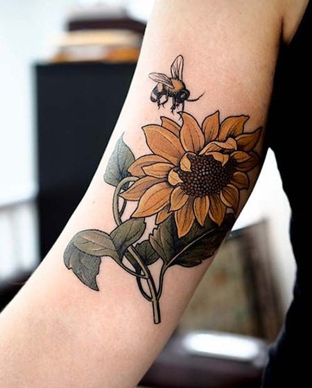 Bee Sunflower Tattoo 2