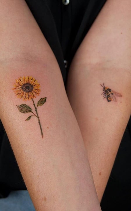 Bee Sunflower Tattoo