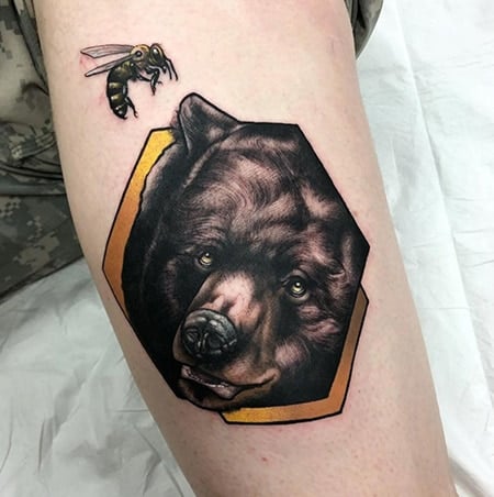 Bee And Bear Tattoo 2