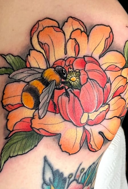 Bee Flower Tattoo 3
