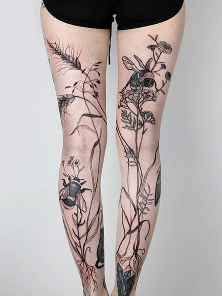 Bee Leg Tattoo