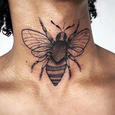 Bee Neck Tattoo