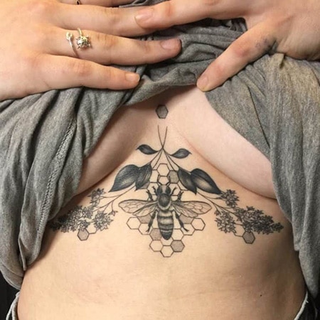 Bee Underboob Tattoo
