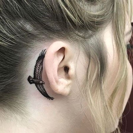 Behind The Ear Eagle Tattoo