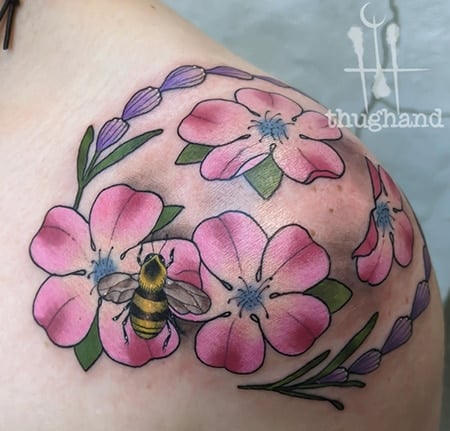 Cheery Blossom Bee Tattoo