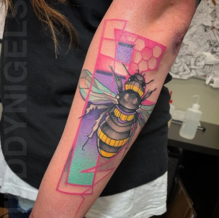 Colorful Bee Tattoo