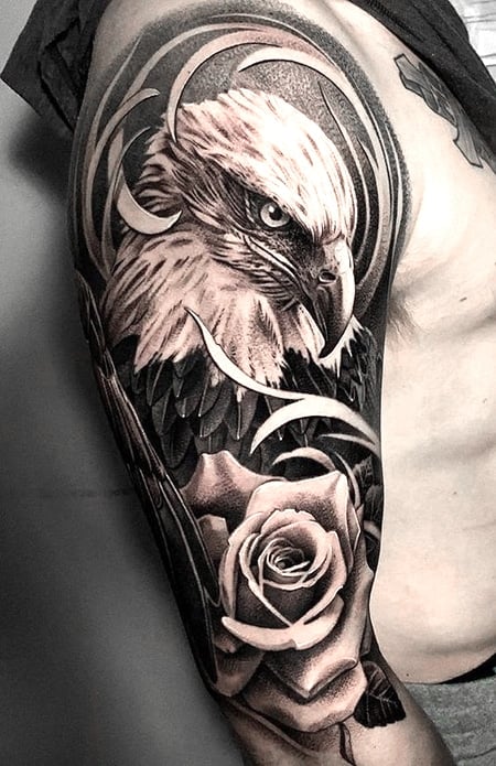 Eagle Rose Tattoo 2