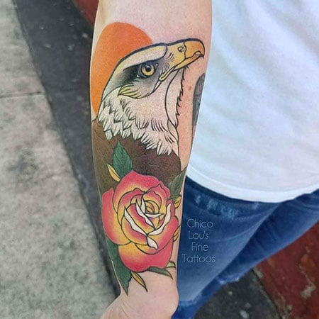 Eagle Rose Tattoo