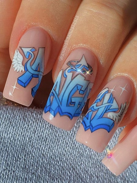 Graffiti Angel Nails