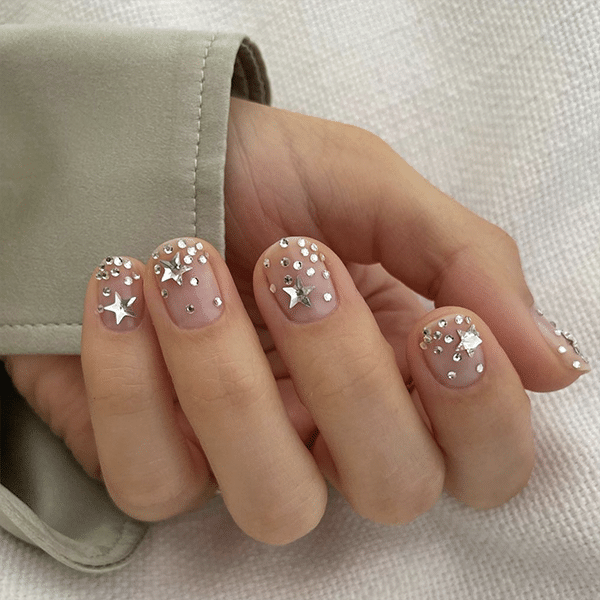 Nails With Stars And Glitter