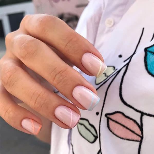 Pastel Short Square Nails