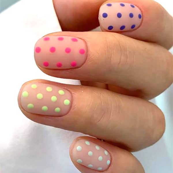 Short Matte Polka Dot Nail