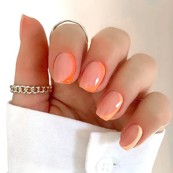 Short Neon Orange Nails